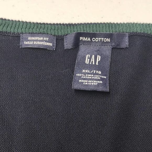 GAP Men's 2XL Blue V Neck Cotton Sweater Lightweight - Picture 3 of 3